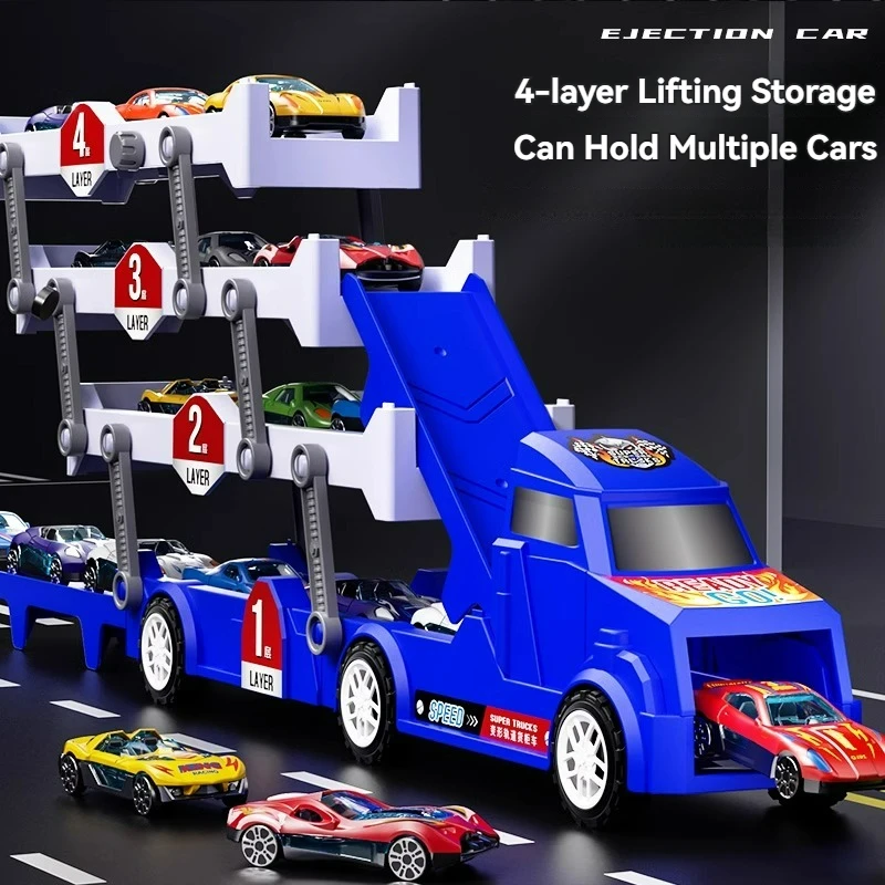 Kids Truck Deformation Transporter Car Toys Models Cars Educational Model Folding Track Toys for Boys Girls Birthday Xmas Gifts