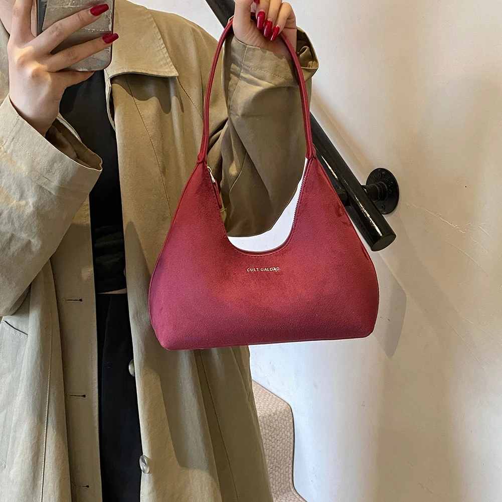 Borsa a tracolla da donna in pelle scamosciata con chiusura a cerniera Borsa sotto le ascelle Mini borsette alla moda Borsa piccola per viaggi di lavoro