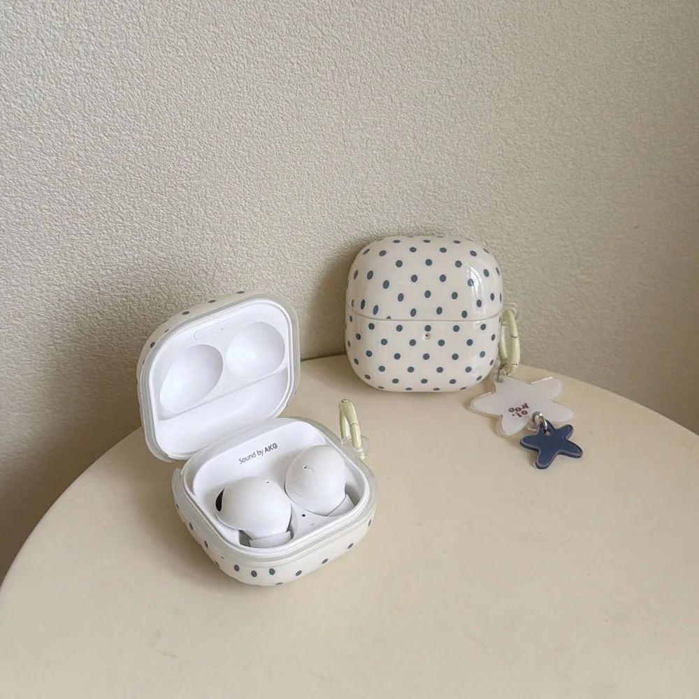 Deep Blue Wave Point mit Stern-Schlüsselanhänger-Kopfhörerhülle für Samsung Galaxy Buds 2 Live Hüllen für Buds 3 Pro FE Core Soft Cover