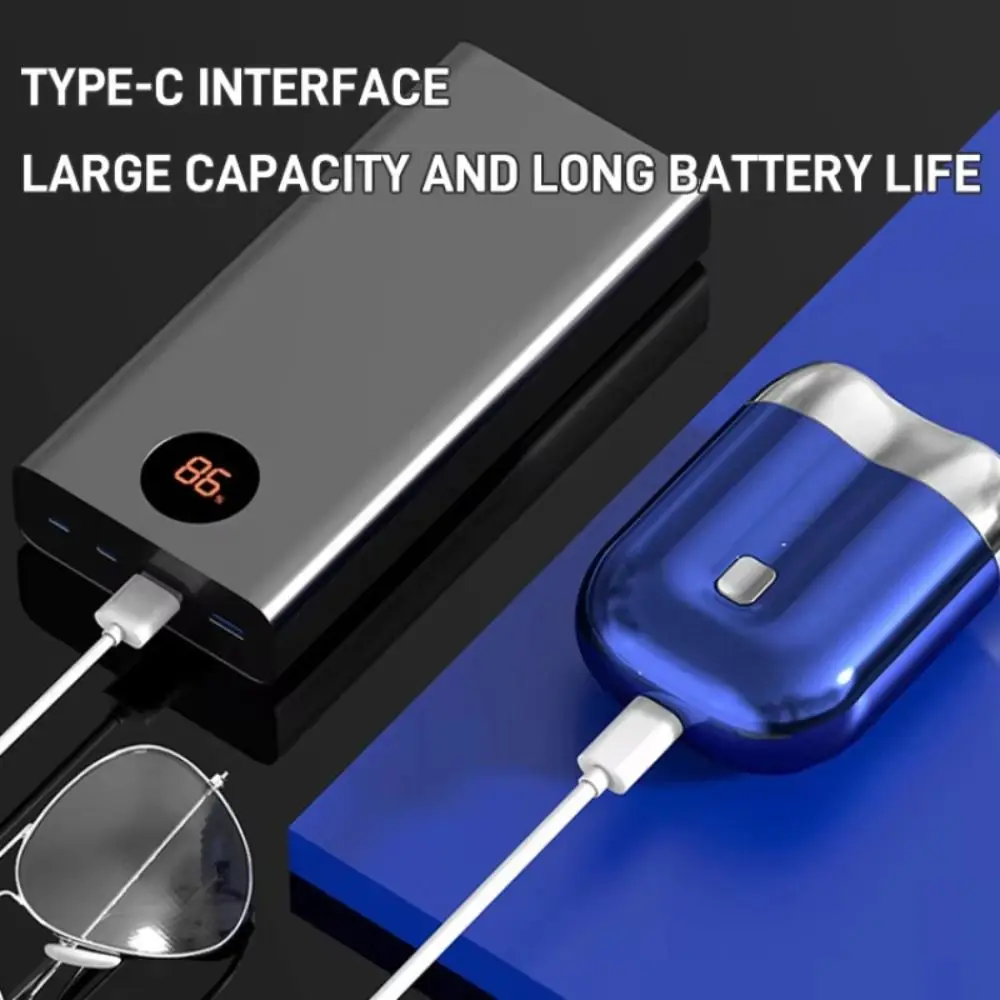 USB Rechargeable Electric Shaver Type-C Charging Double Head Men's Beard Trimmer Silent Operation