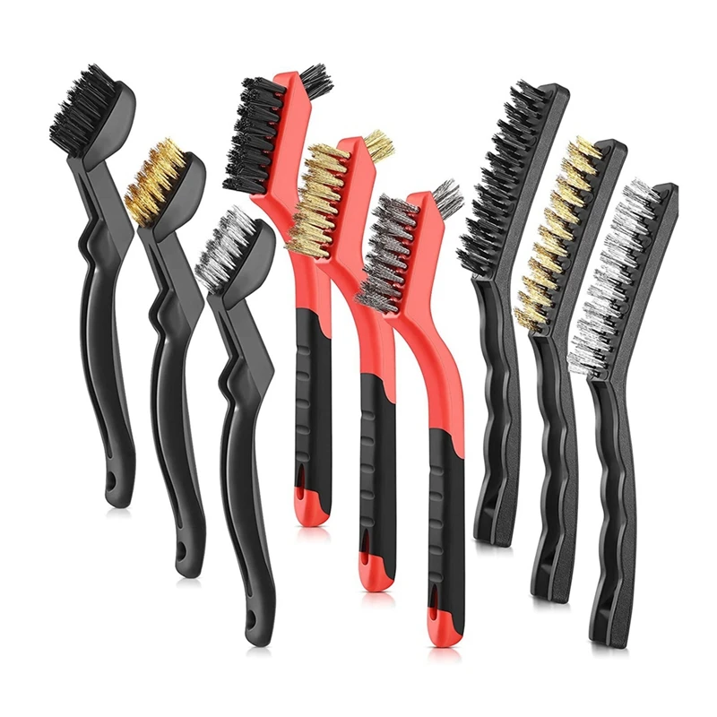 9-Piece Wire Brush Set Brush Cleaning Set Is Used To Clean Welding Slag, Rust And Dust Easy To Use