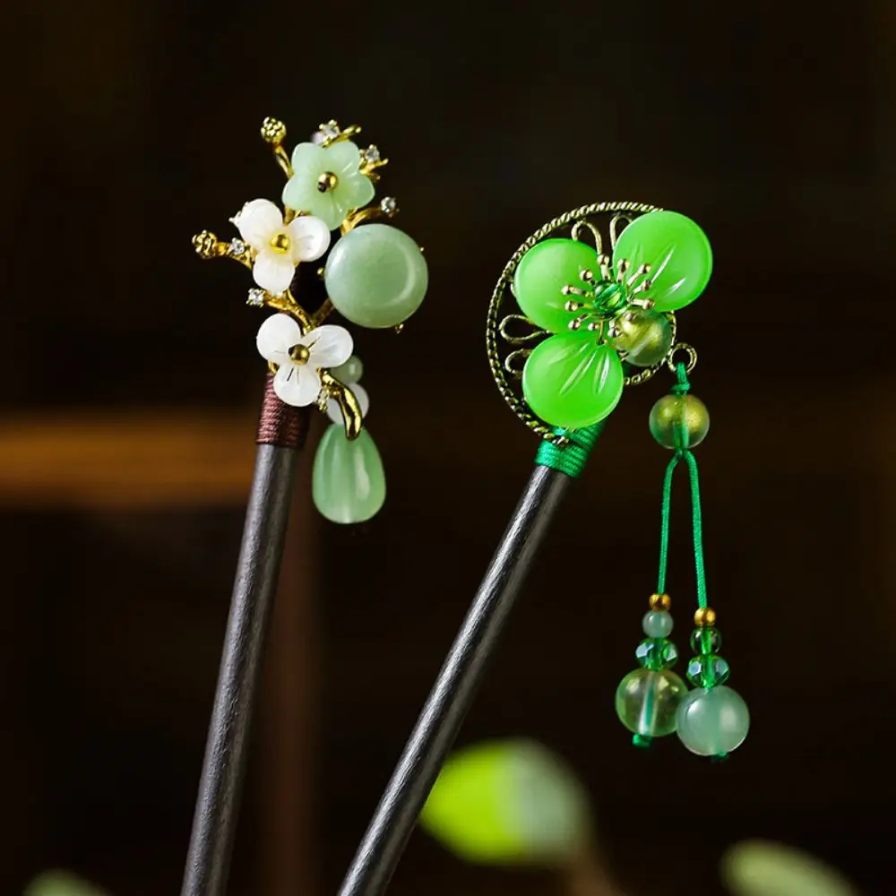 

Traditional Hanfu Hair Fork Butterfly/ Ancient Style Flower Hair Clips with Tassel Hair Sticks Wooden Hairpin Wedding Party