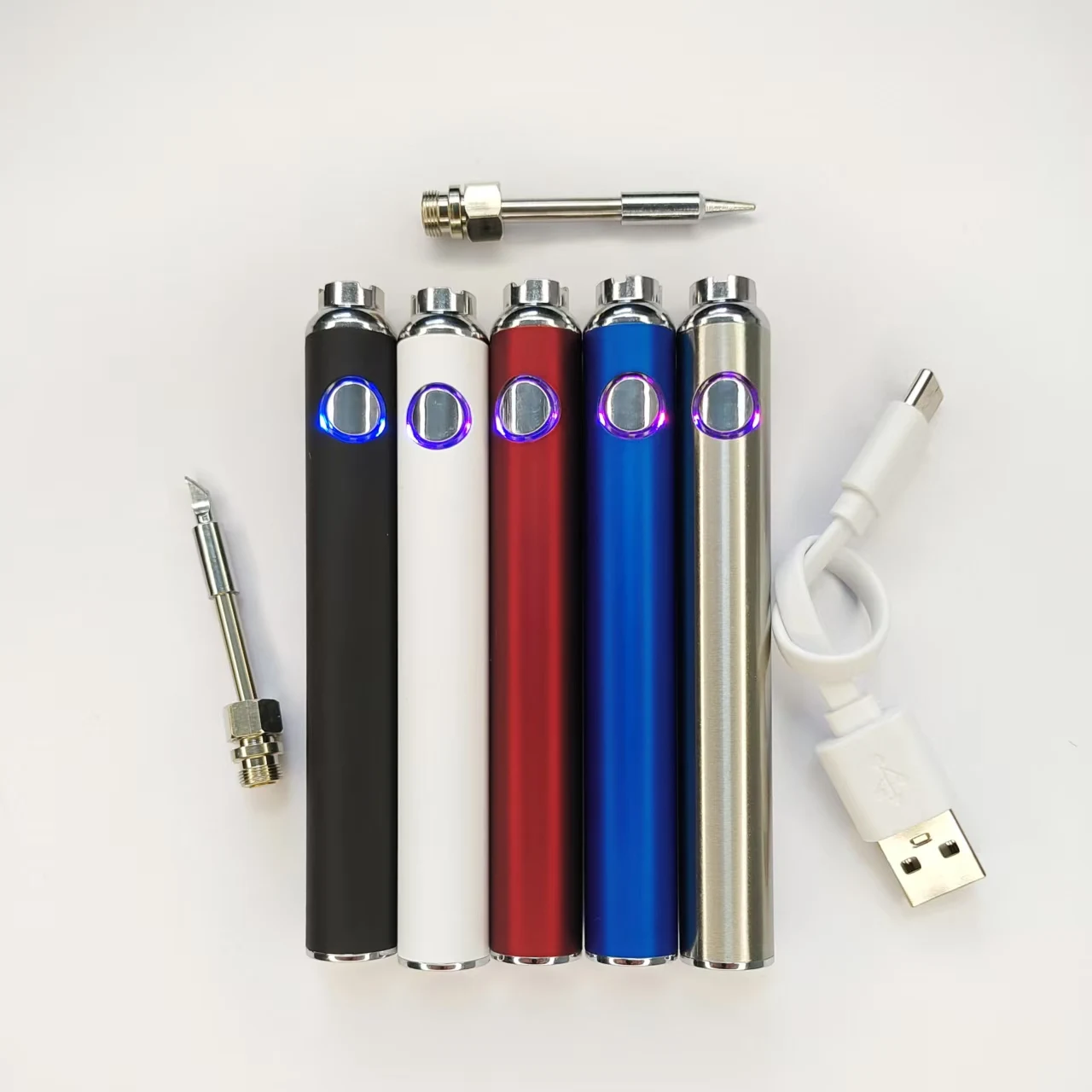 

2-4 шт., крошечный электрический паяльник Type-c с нижней зарядкой, аккумулятор 650 мАч, 510, резьбовое соединение, тепловая ручка, сварочный припой