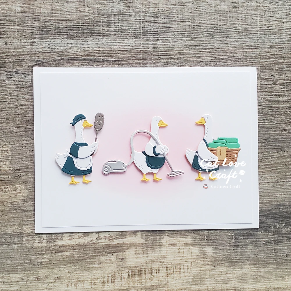 Catlove Cleaning Sweeping Goose Duck Metal Cutting Dies Scrapbooking Stencil Die Cuts Card Making DIY Craft Embossing New Dies