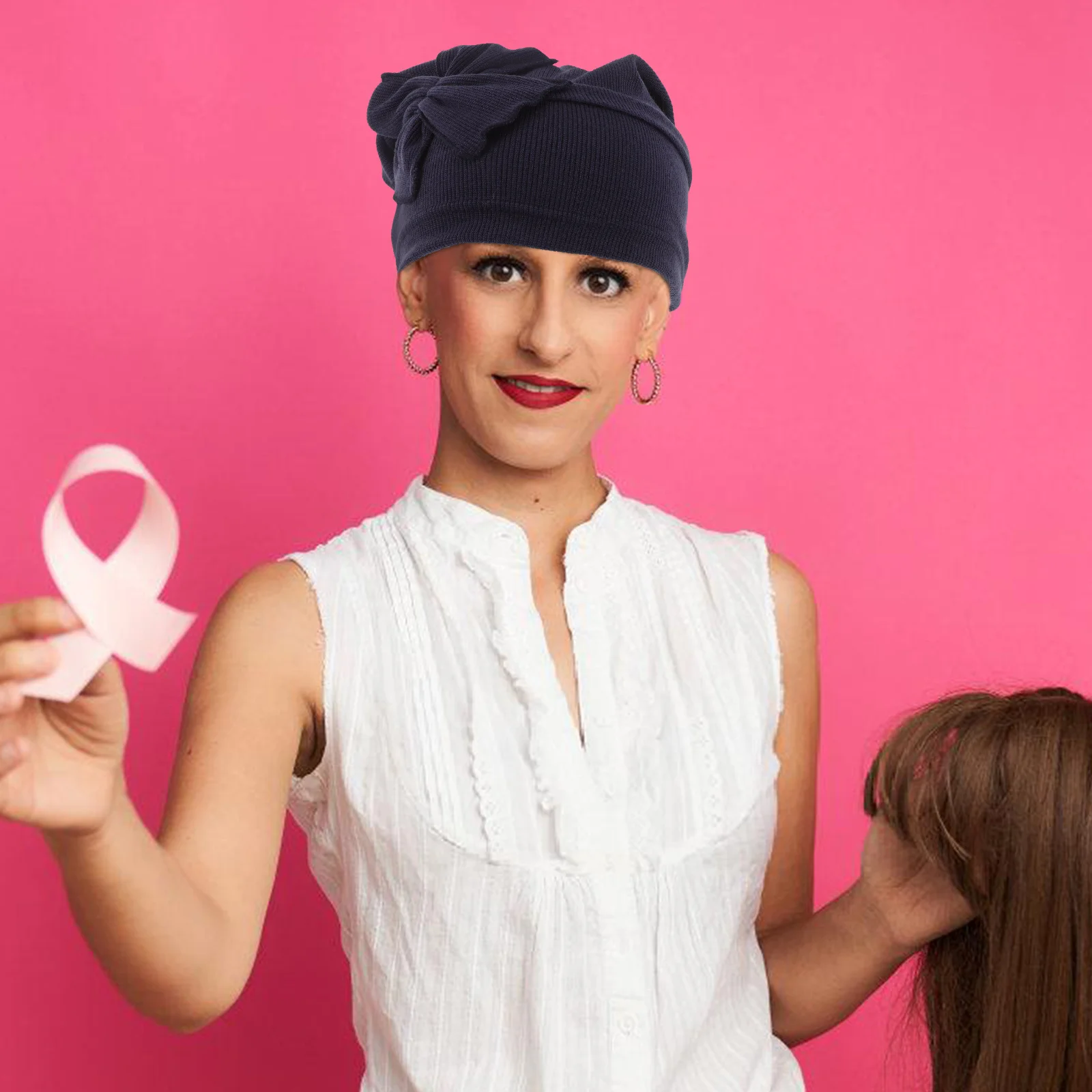 قبعة صوفية بعقدة على شكل فيونكة للسيدات، غطاء رأس أنيق مريح من نسيج ألياف البوليستر للسفر والأنشطة الخارجية #5