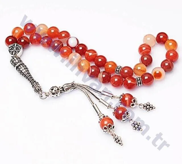 Iqrah agate stone rosary、925スターリングシルバー