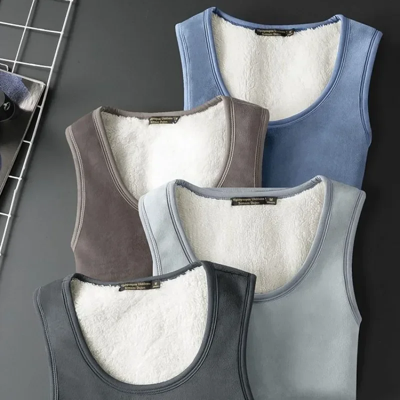 

Warm Vest for Man Keep Warm Underwear Men Vest Men's Lamb Velvet Thermo Bottoming Shirt Large Size Heating Sleeveless Waistcoat