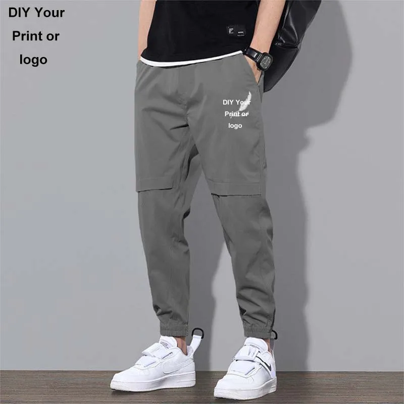 Pantalones largos de poliéster con logotipo personalizado para hombre, pantalón de trabajo, cintura elástica, informal, deportes al aire libre, otoño