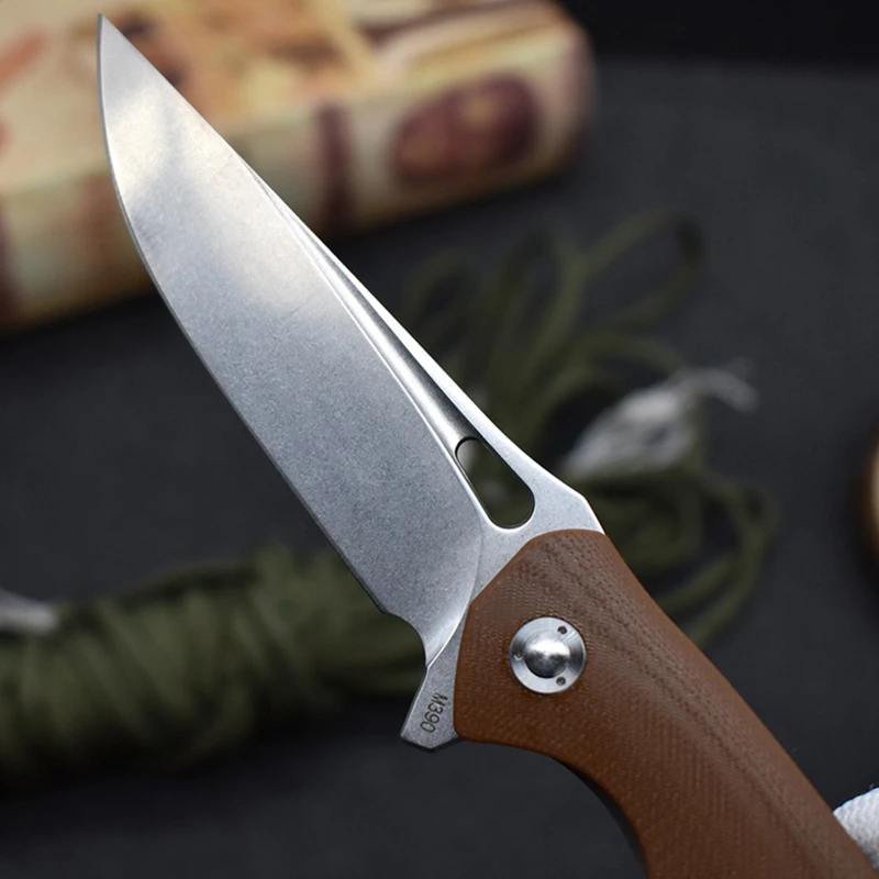 Couteau de poche pliant en acier avec manche G10, couteau militaire extérieur, chasse, randonnée, cuisine, couteau à fruits, outils EDC, M390