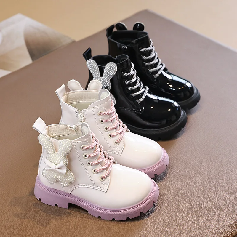 

Модная обувь для девочек, новинка осени 2023 года, детские кожаные ботинки в британском стиле, простые универсальные ботильоны со стразами для девочек, Zapatos De Mujer