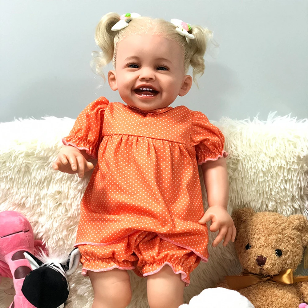 

60CM MILA Reborn Toddler Popular Girl Doll with Rooted Blonde hair Soft Cuddle Body High Quality Silicone Doll