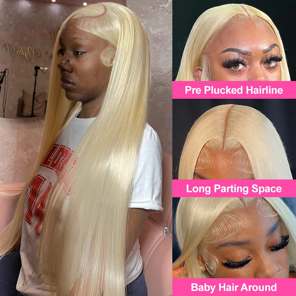613 Blonde T Part Lace Bone Straight Wig Human Hair Colored Human Hair Wigs For Women Blonde Remy Human Hair Wig With Bleached Knots 180% 28 Inches