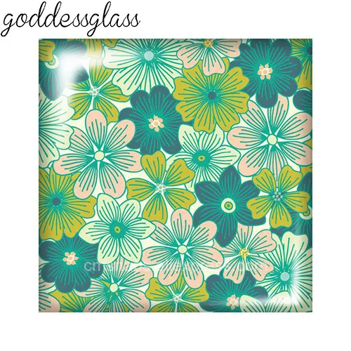 Beauty Flowers Patterns Square 10pcs Photo 12mm/20mm/25mm/30mm photo glass cabochon flat back Making findings