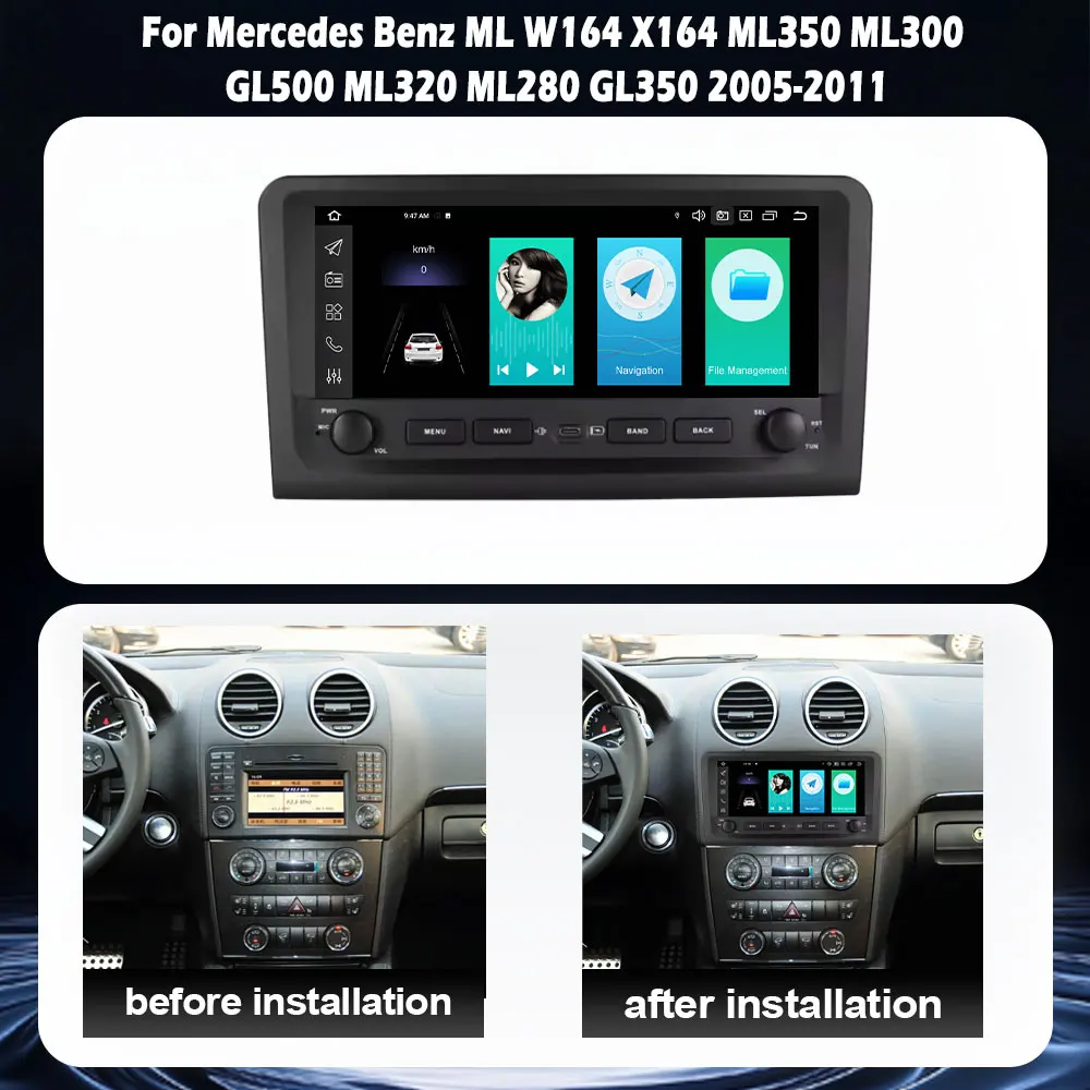For Mercedes Benz ML W164 X164 ML350 ML300 GL500 ML320 ML280 GL350 005-2011 Car Audio Navigation GPS Multimedia Radio 4G tools