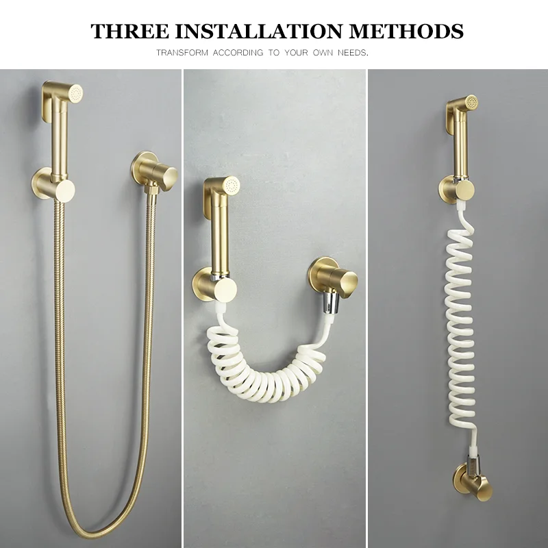 

Black Bidet Toilet Spray Gun Brass Handheld Sprayer Self Cleaning With Hose Holder Valve Home Bathroom Garden Accessories