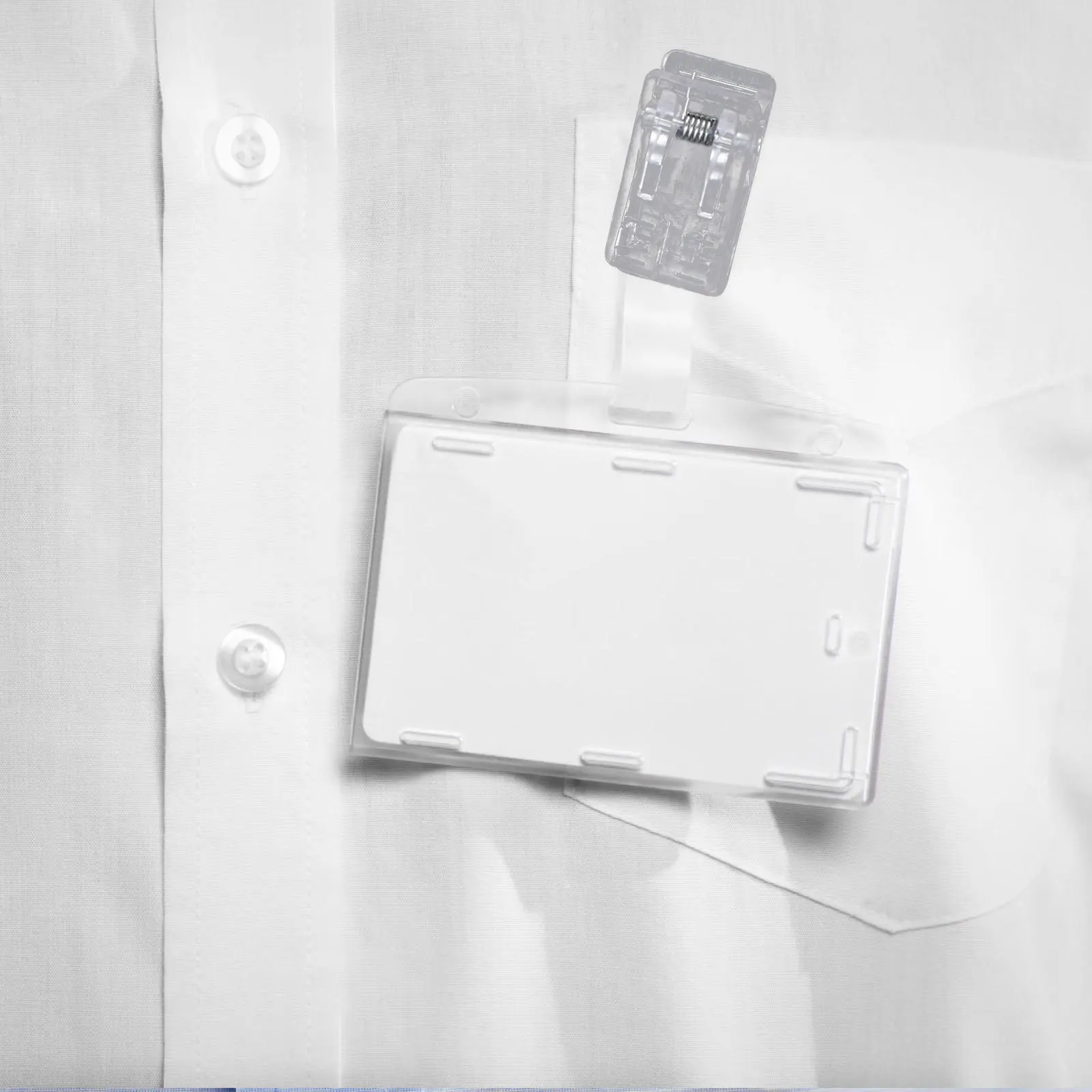 

50Pcs Id Badge Clips Clear Self Adhesive Plastic Clips for Name Tags Office School Trade Shows Badge Cards Clip