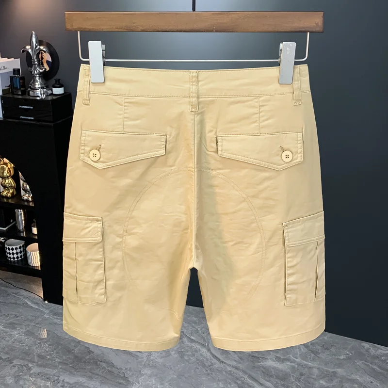 Summer casual workwear shorts for men 2025 new trend versatile outdoor sports comfortable thin washed five quarter pants