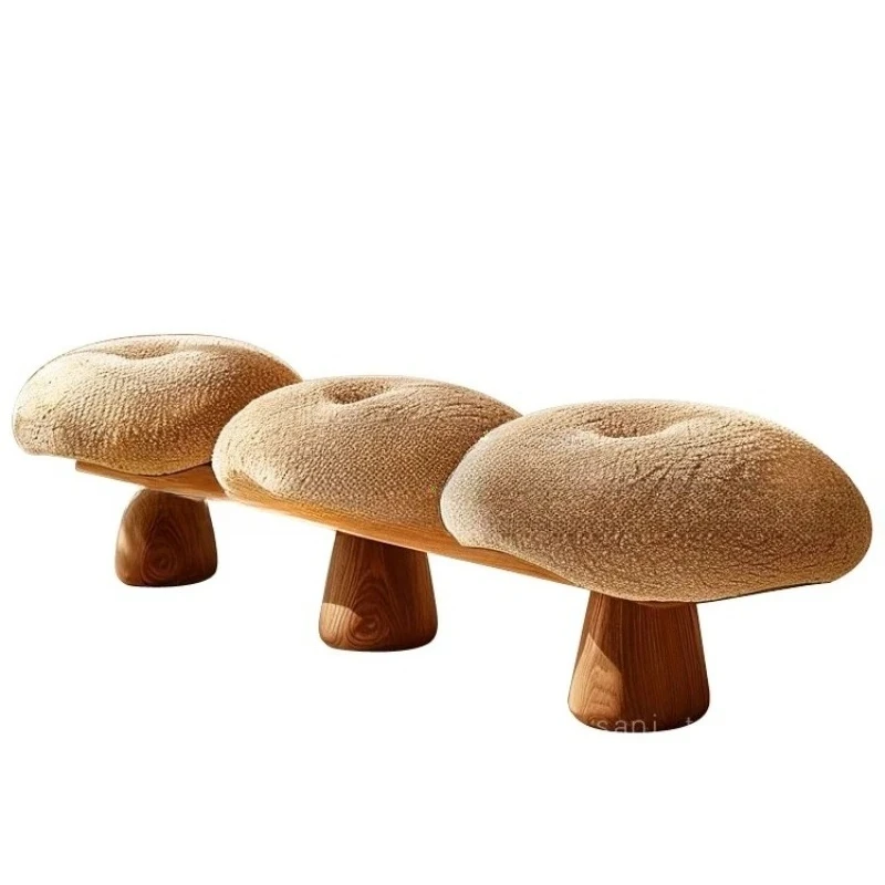 

Medieval style creative mushroom home solid wood decoration cloakroom leisure stool
