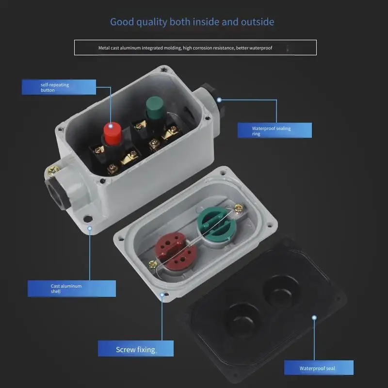 Start-stop Press Buckle Scatola interruttori pulsante impermeabile LA10-2S LA10-3S LA10-1S Pulsante di controllo Guscio in alluminio pressofuso