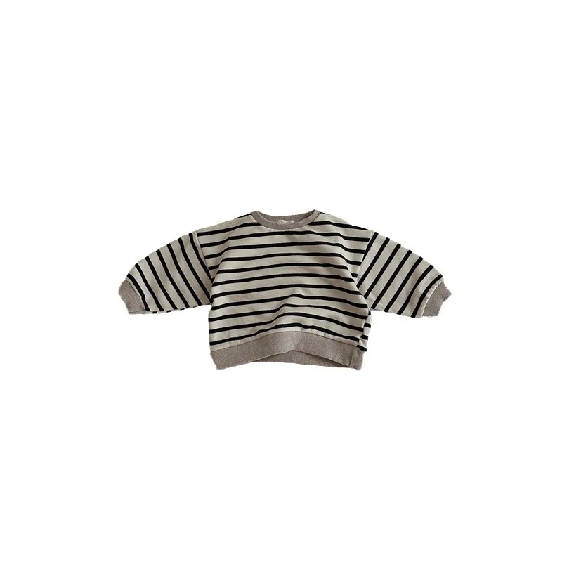 2024 Autumn New Baby Casual Sweatshirt Infant Long Sleeve Striped T Shirts For Boy Girl Cotton Bottoming Shirt Toddler Pullover