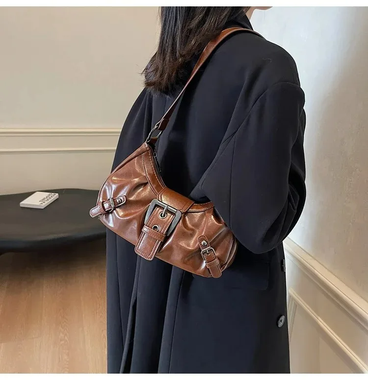 Retro Y2K Plissierte Hobo-Schultertasche für Damen, Trendige Maillard-Style Unterarmtasche, Clutch-Handtaschen für Reisen, Arbeit und Shopping – Detail 39