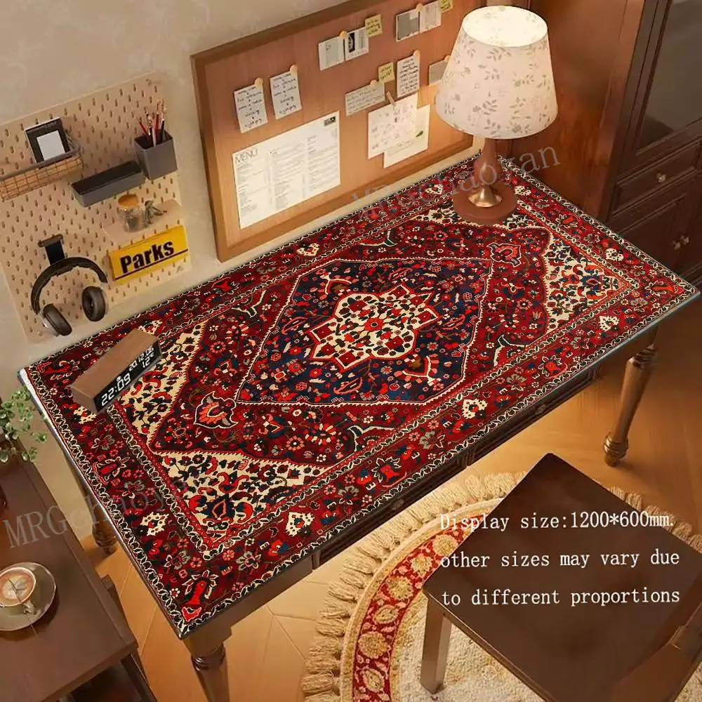 

Persian Carpet Mysterious Retro desk mat Pc Gamer Mousepad Rubber MouseMat Gaming Speed Keyboard Office Pads Rubber 47.2x23.6in