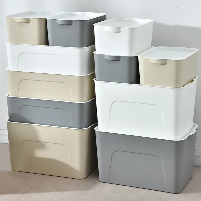 Large Size Plastic Storage Box with Lid for Clothes Toy Book Organization Basket for Closet Home Storage Organizer
