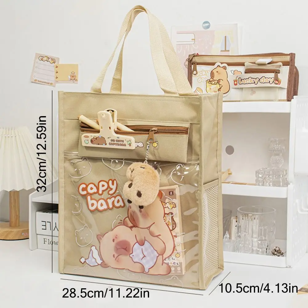 New Capybara File Bag Thickened Canvas File Pouch Zipper Storage Bag Student