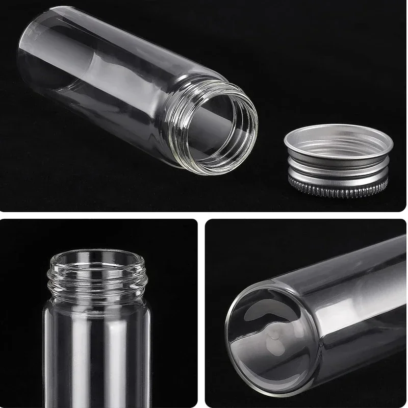 30PCS 5ml-100ML Glass Test Tube Bottles Aluminum Screw Top Lids Mini Vials For DIY Arts Crafts Wedding Decoration Tea Storage