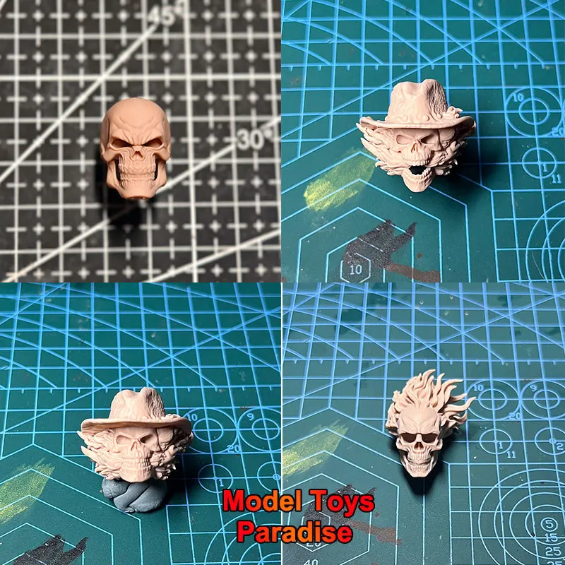

Unpainted DIY 1/12 Scale Ghost Rider Soldier White Model Head Super Hero Head Sculpt Fit 6inch Action Figure Body