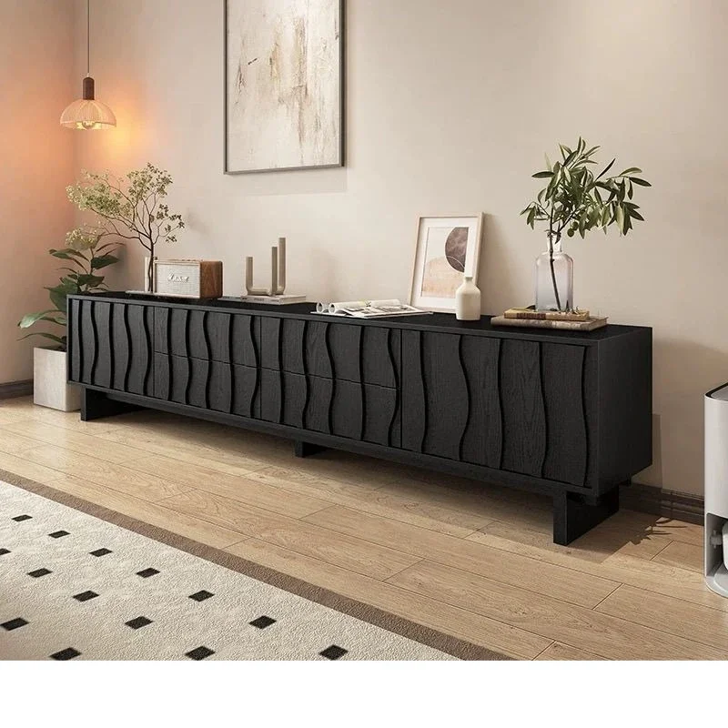 

second-hand solid wood TV cabinet floor-to-ceiling living room small apartment color wabi-sabi retro TV cabinet