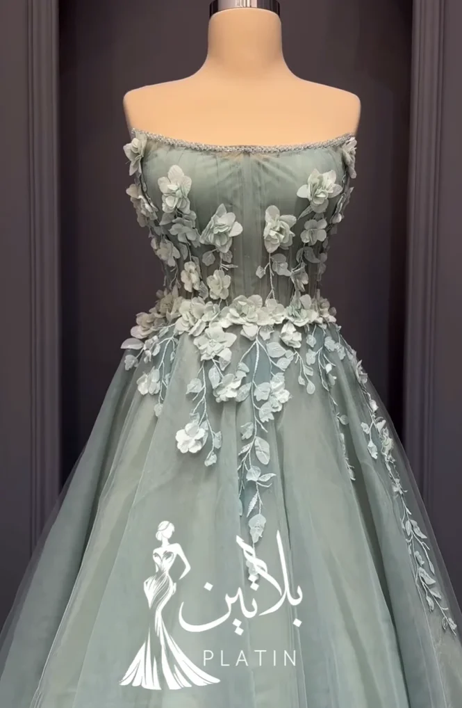 Llamativo vestido de noche de salvia, vestidos de fiesta sin tirantes con cordones y cremallera en la espalda