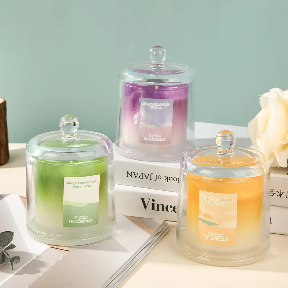 Creative gradual change color scented candles household ornaments bedroom living room decoration soybean candles sleep incense