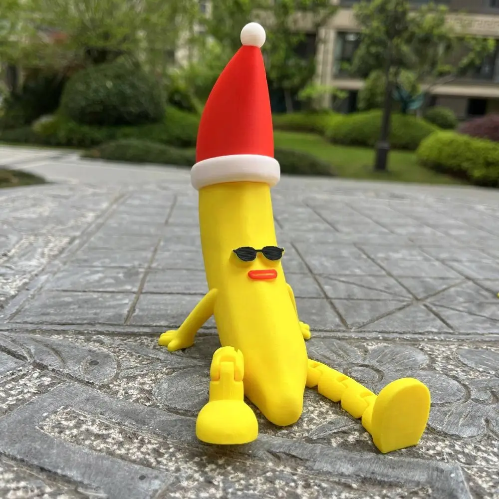 Cappello di Natale Giocattolo di banana stampato in 3D Multi-giunto mobile Multi-giunto Giocattoli di banana Novità Stampa 3D Giocattolo di figurine a forma di banana