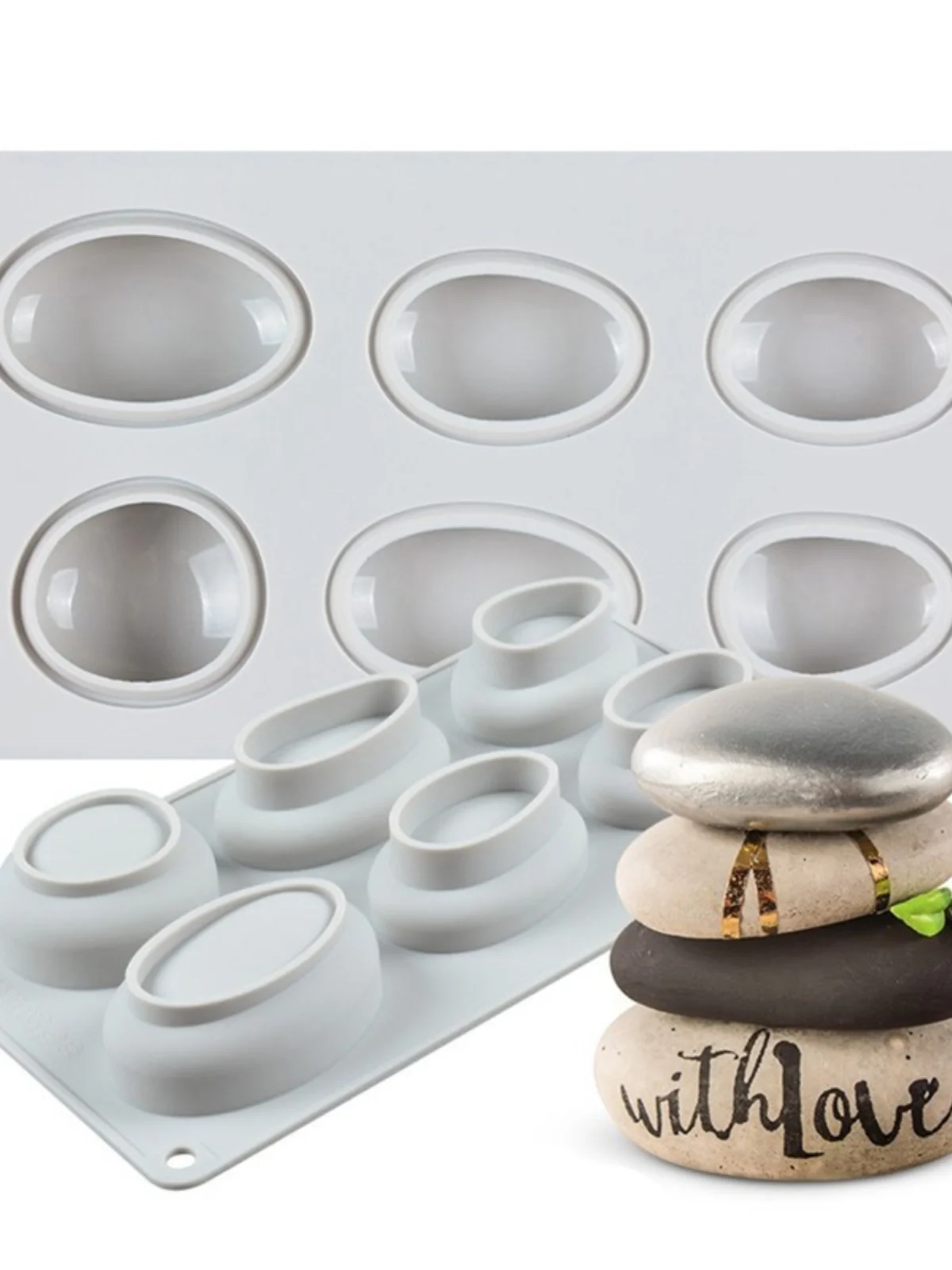 

New Soap Silicone Mold Different Size Stone Pebbles Pictographic Creative Soap Epoxy Dessert Mousse Cake Mould Silicone