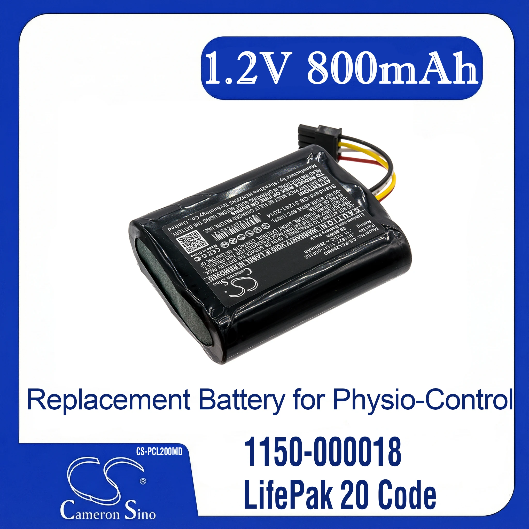 

Сменная батарея Cameron Sino для Physio-Control 1150-000018, LifePak 20 Code, совместима с P/N 11141-000162, B11827