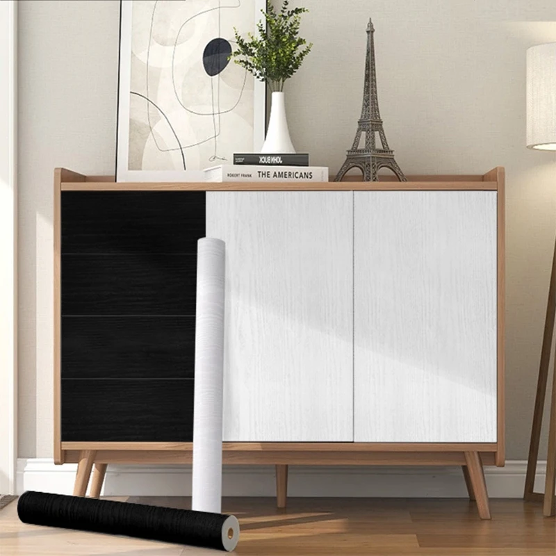 

Самоклеящаяся пленка из черной/белой древесины, самоклеящаяся пленка для отделки мебели, поверхность из твердой древесины, легко чистится