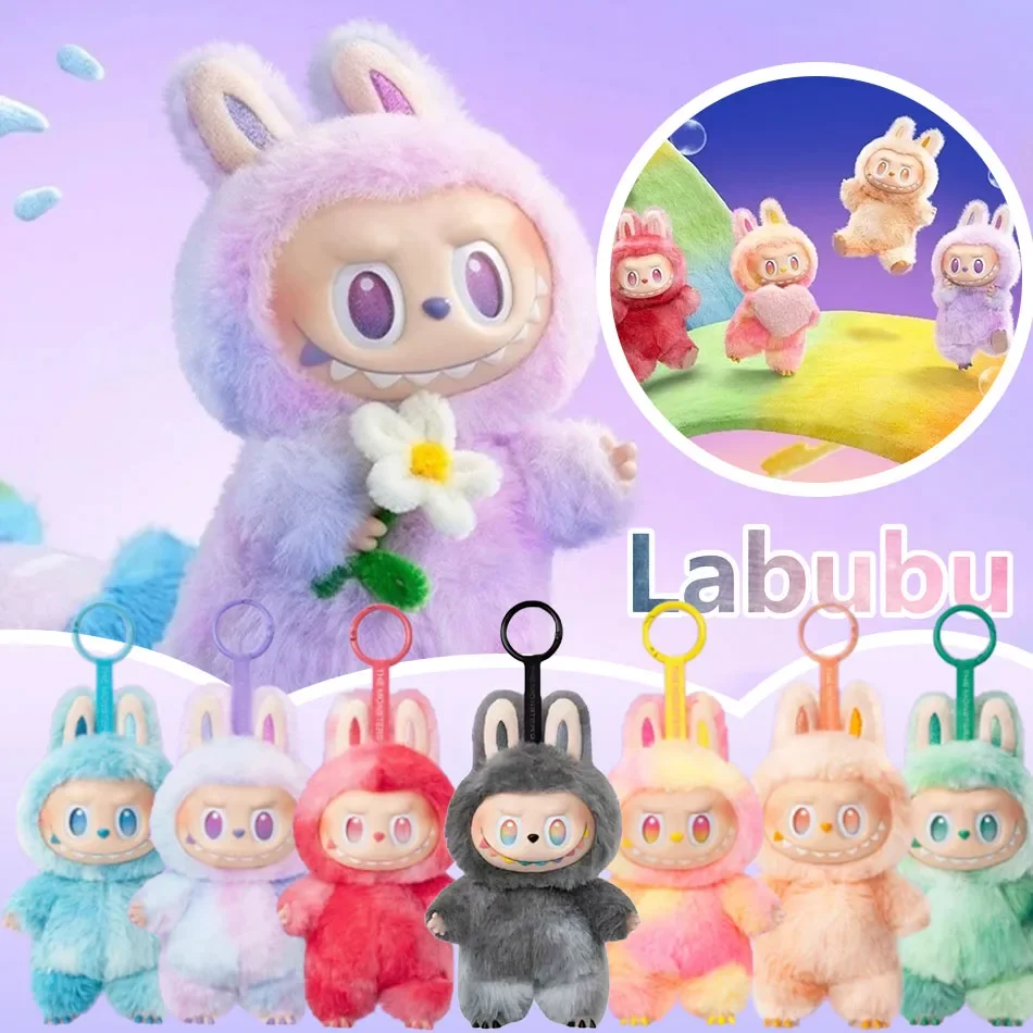 Labubu 3,0 caliente 17cm los monstruos latido del corazón Macaron cara esmaltada Linda figura de Pvc de peluche adorno de mesa juguete Kawaii regalo para niños