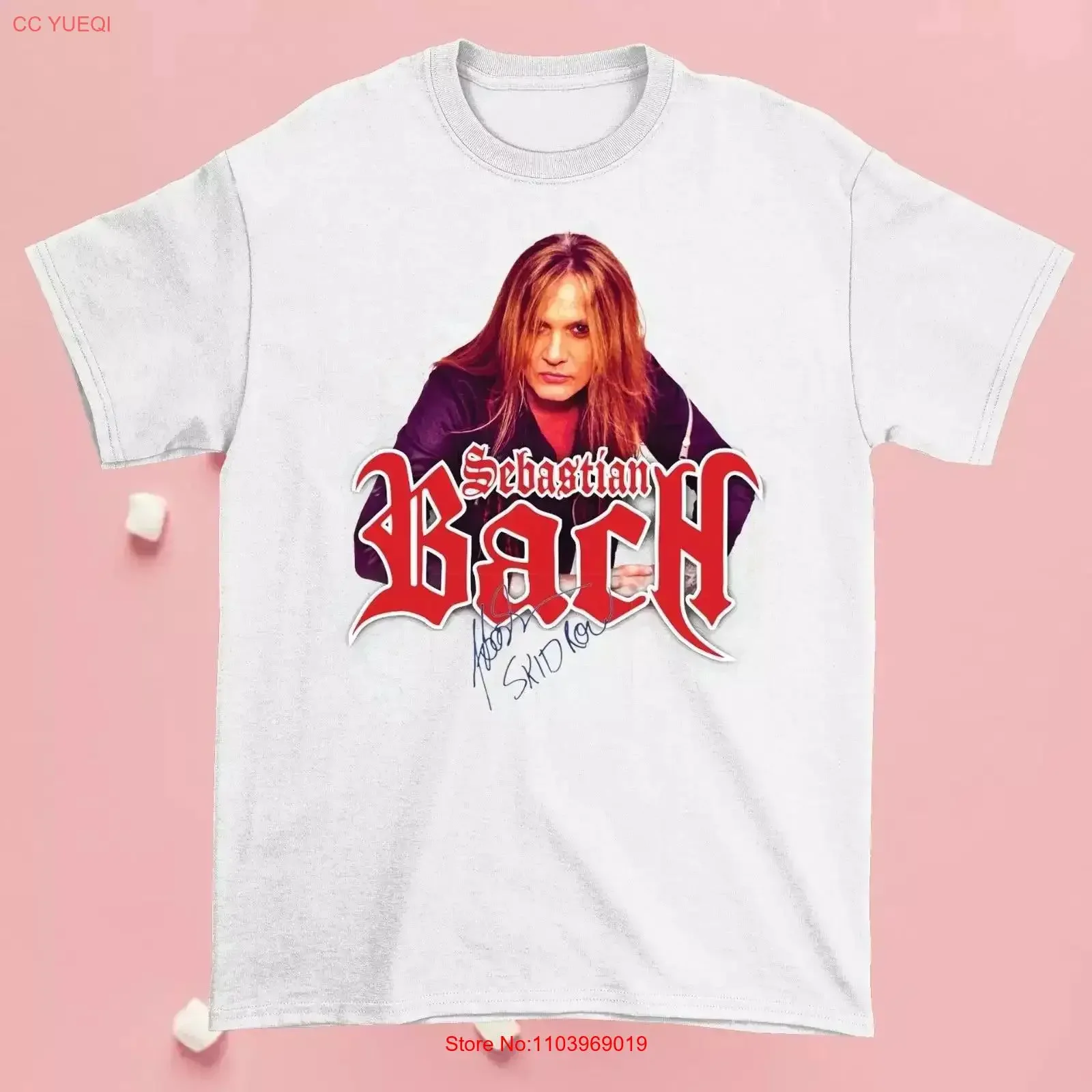 Camiseta Sebastian Bach Skid Row Blanca de Algodón MZ199 Estilo Vintage Lavado Streetwear Elástica Transpirable con Gráficos a la Moda y Elegante