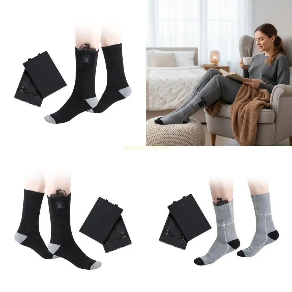 

31BF Хлопковые носки с электрическим подогревом и интеллектуальной регулировкой тепла, длинные утепленные носки для зимних видов