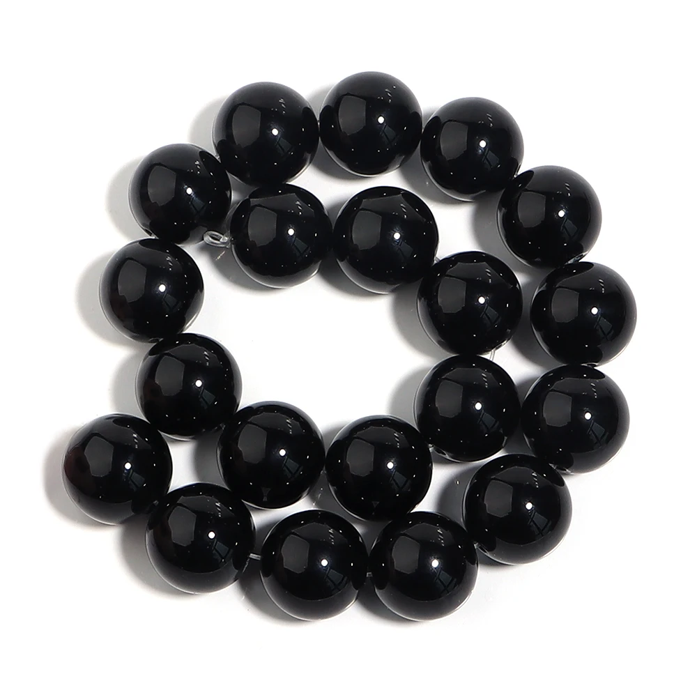 1strand/lot 2-20 mm Natural Stone Smooth Glisten Black Glass Bead Loose Spacer Bracelet Beads Supplier For Jewelry Making