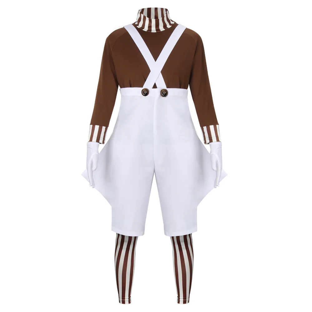 Kids Oompa Loompa Costume Halloween Party Suit Chocolate Factory Worker Cosplay Outfits for Boys