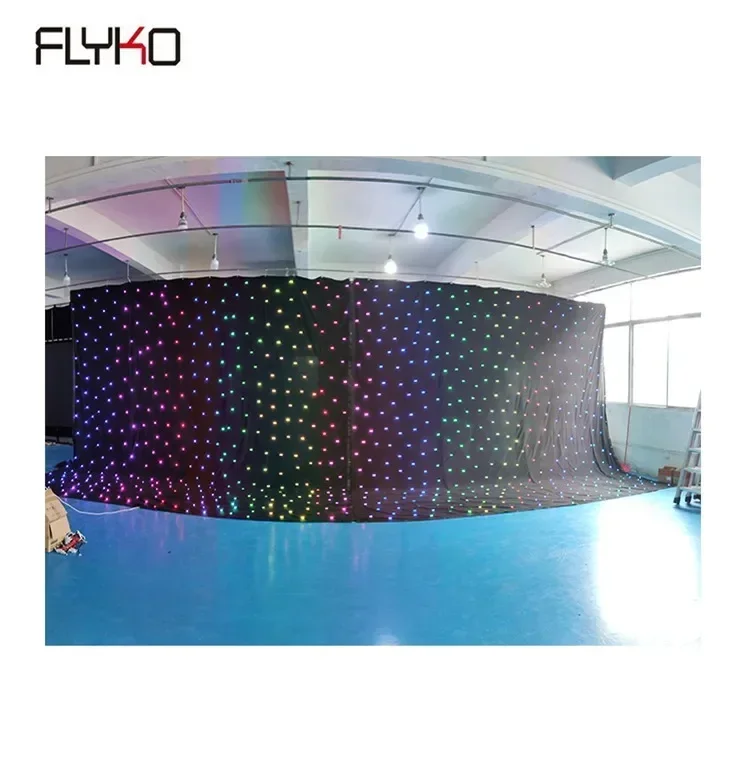 RGB3in1 W BW DMX512 16-18pcs/sqm LED Video Curtain Star Cloth Matrix DMX Backdrop for Wedding Stage DJ Pub Background