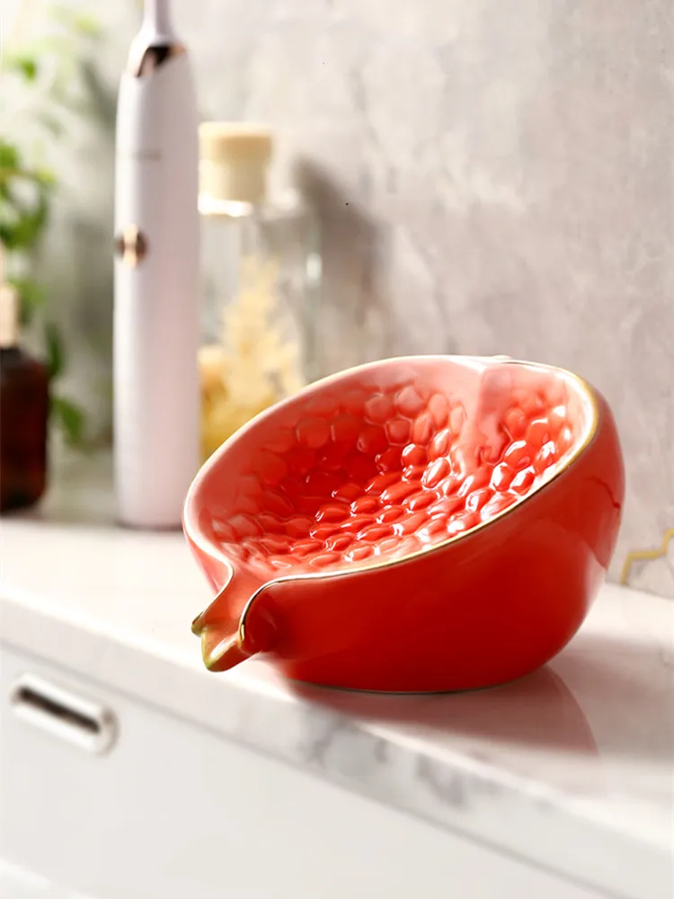 Red Pomegranate Ceramic Soap Dish, Soap Holder, Bathroom Set Supplier, Toilet Decorations