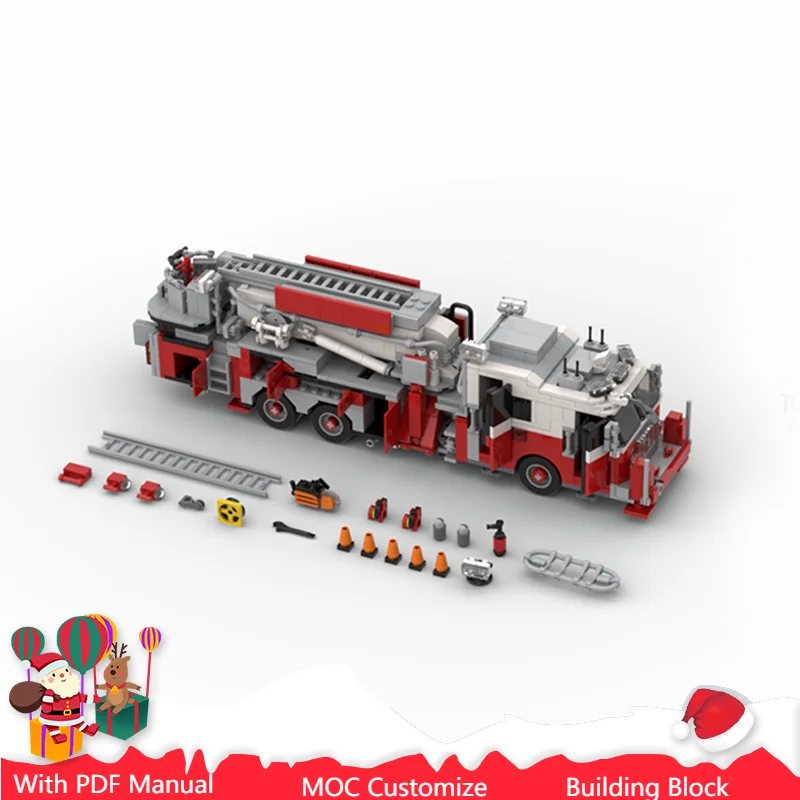Popolare 1365 pezzi Moc camion dei pompieri torre scala blocchi di costruzione modello assemblaggio mattoni giocattoli bambini adulti compleanno regali di Natale