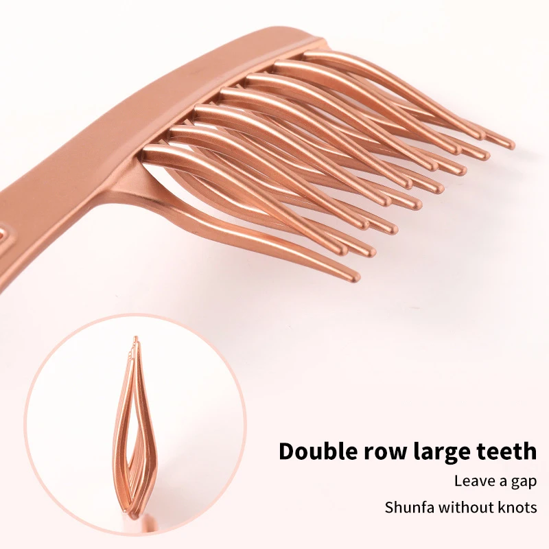 Double Row Large Toothed Comb Wide Toothed Comb Curved Comb Fluffy Comb Hairdressing Comb For Comb Long And Curly Hair