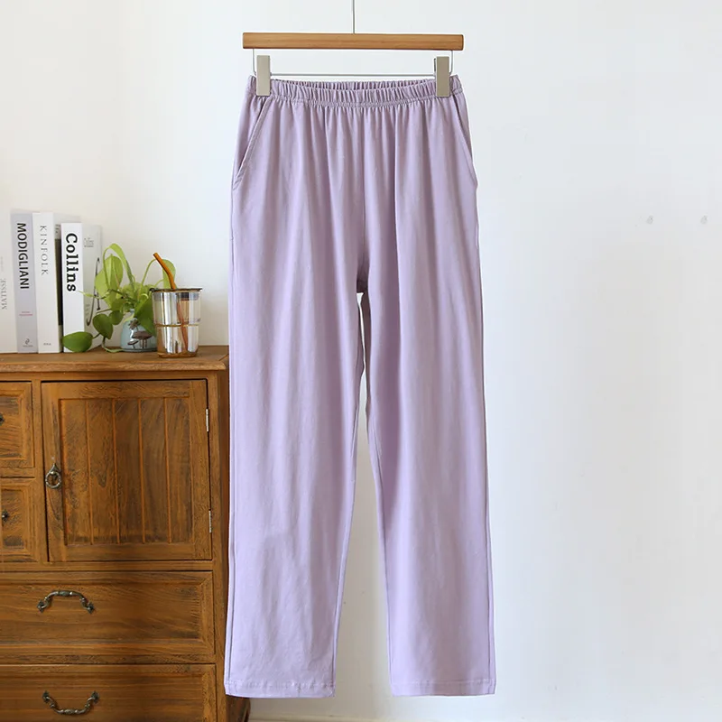 2024 Spring/Summer New Couple Knitted Pure Cotton Sleepwear Colorful Loose Large Size Pants for Men and Women Thin Home Pants