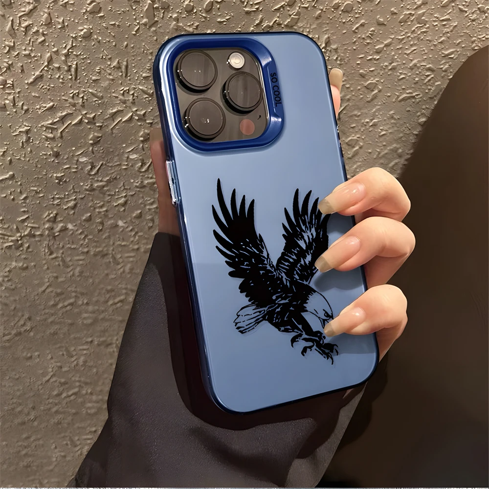 Cool Bald Eagle Case for iPhone 16 15 12 13 mini 11 14 Pro Max XR Xs 8 Plus Dual Layer Hard IMD Plastic Matte Cover for Men Boys