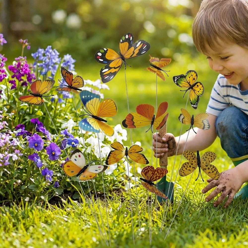 Colorful Butterfly Stakes Plant Plug Lifelike Simulation Butterfly Ornaments Multi-purpose Dreamlike