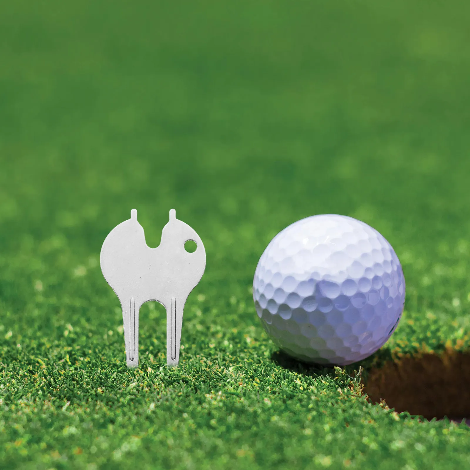 1Pair Professional Golf Divot Fork Zinc Alloy Green Repair Tool Portable Lightweight Ergonomic Handle for Pitch Mark Fixing
